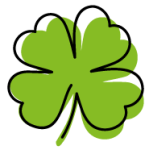 Logo der Praxis, ein illustriertes Kleeblatt in grün mit schwarzem, dünnen Rand